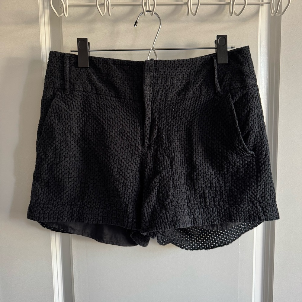 Elle | Black Eyelet Textured High Waist Shorts Size 8